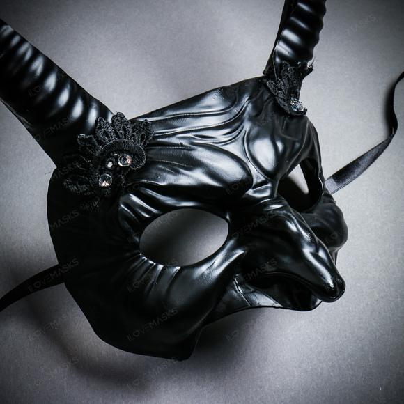Goblin Devil Long Horn Eyes Mask - Black - Picture 5 of 10